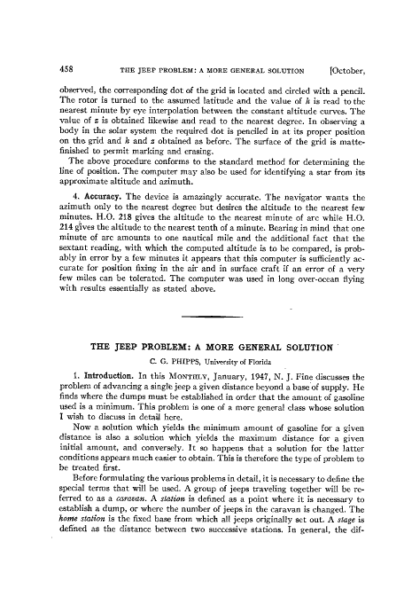 First page of requested article: The Jeep Problem: A More General Solution